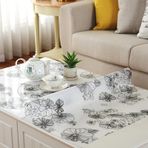 Su geçirmez PVC Masa Örtüsü, Yumuşak Taş Baskı, 1 mm Kalınlık, Yemek Odası, Oturma Odası ve Ofis için Yıkanabilir Masa Örtüsü, Şeffaf Masa Koruyucu (D, 80 x 180 cm)