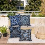 Su geçirmez Retro Yastık Kılıfları 40 x 40 cm Set Dekoratif Yastık Kılıfı Veranda Bahçe Kanepe Sandalye Çift Taraflı Mandala Baskılı Keten Dış Mekan Kırlent Yastıkları