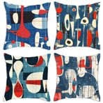 Su geçirmez Soyut Yastık Kılıfları 60,7 x 60,8 cm 4'lü Set Dekoratif Yastık Kılıfı Veranda Bahçe Kanepe Yatak için - Çift Taraflı Keten Geometri Baskılı ve Şık