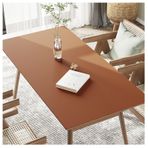 Su geçirmez Suni Deri Masa Örtüsü Yemek Sehpası için Koruyucu Ped Silinebilir, Yağa Dayanıklı Vinil Kapak (80 × 130 cm Kahverengi)