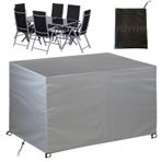 Su geçirmez Veranda Dış Mekan Mobilya Örtüleri - 220x105x105 cm Rattan Koruyucu 420D Oxford Kumaş Bahçe ve Veranda için Büyük Dikdörtgen/Kare Masa Örtüsü - Gümüş