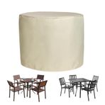 Su geçirmez Yuvarlak Bahçe Mobilyası Örtüsü 220x110cm Ağır Hizmet Yırtılmaya Dayanıklı Nefes Veranda Mobilya Örtüsü Masa ve Sandalyeleri Yağmur ve Güneşten Korur Dış Mekan Mobilya Koruması