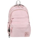 Su Itici Terletmez Kumaş Lise ve Ortaokul Unisex Sırt Çantası Günlük Çanta Özel Kumaş Cepli Desenli - 01P-Pembe