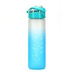 Su Matarası Tritan Geniş Ağız Su Şişesi Gradient Type Spor Matarası Suluğu BPAsız 630mL Turkuaz 0111