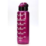 Su Matarası Tritan Geniş Ağız Su Şişesi Motivasyon Spor Matarası Suluğu BPAsız 1000 mL Mor T0103