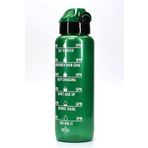 Su Matarası Tritan Geniş Ağız Su Şişesi Motivasyon Spor Matarası Suluğu BPAsız 1000 mL Yeşil T0103