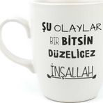 Şu Olaylar Bir Bitsin Düzelicez İnşallah Krem Oval Kupa - Hediye Seramik Kupa