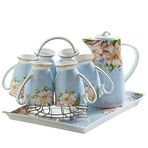 Su Sürahisi Living room water cup set household ceramic cup tray water set European heat-resistant teapot tea cup cold kettle gift Su Sürahisi Cam