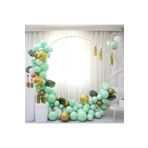 Su Yeşili Makaron Gold Krom Konfetili Balon Zinciri Seti +Balon Zinciri Hediye