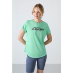Su Yeşili Polyester Nefes Alan Dokulu İnce Esnek Standart Fit Performans Kadın T-Shirt - 97283