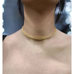 Su Yolu Gold Renk Çelik Tasma Choker, Kararmaz Çelik Takı, Kadın Sevgiliye Gerdanlık Hediye