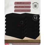 Sualuxe [12 Adet] Büyük Boy Mikrofiber 50X90CM, Spor Havlusu, Kuaför Havlusu, Berber Havlusu, El Yüz Havlusu - 50 x 90 cm - Siyah