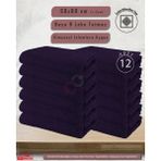 Sualuxe [12 Adet] Büyük Boy Mikrofiber 50X90CM, Spor Havlusu, Kuaför Havlusu, Berber Havlusu, El Yüz Havlusu - Standart - Mor