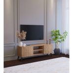 Suba Home Ahşap Görünümlü Mdf 2 Kapaklı Raflı Tv Ünitesi 120 x 30 x 45 Modern ve Fonksiyonel Tasarım - Atlantik Çam