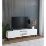 Suba Home Minimalist 160 cm Düşme Kapaklı Demir Ayaklı MDF Beyaz Tv Ünitesi - İdeal Ebatlarla Modern Tasarım