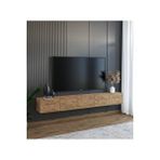 SuBahome 200 Cm Mdf 5 Kapaklı Dolaplı Minimalist Ahşap Duvara Monte Tv Ünitesi – Şık Ve Fonksiyonel Tasarım Kahverengi