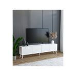 subahome Beyaz Ergonomik 4 Kapaklı %100 Mdf Tv Ünitesi 160 X 30 X 45 - Modern Ve Fonksiyonel Tasarım