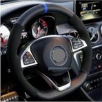 Subaru Justy Uyumlu Dikmeli Direksiyon Kilifi Alkantara Karbon Mavi Yuzuklu