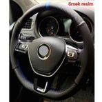 Subaru Levorg Uyumlu Dikmeli Direksiyon Kılıfı Alkantara Karbon Mavi Yüzüklü