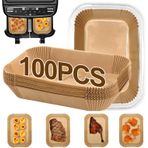 SUBEEN Dual Zone sıcak hava fritözü fırın kağıdı, 100 adet 20 x 14 cm dikdörtgen sıcak hava fritözü kağıdı altlığı, Ninja AF300EU AF400EU sıcak hava fritözü pişirme kağıdı ile uyumlu (100 adet)