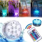 Submersible Led Light Ip68 Remote Control 16 Colors Su Geçirmez Kumandalı Işıklı Bardak Altlığı Rgb Vitrin