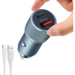 Subzero Hızlı Araç Şarj Cihazı Pd 20W Çift Çıkış USB ve Type C - Micro Kablolu