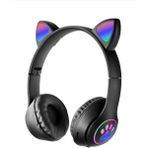 Subzero SW78 Sevimli Kedi Kulaklı LED Işıklı Katlanabilir Kablosuz Kulaküstü Bluetooth - Mavi
