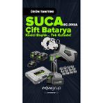 SUCA SC-300A Şarjlı Hidrolik Krimp Presi Kablo Pabucu Sıkma 16-300 mm² Kesme Fonksiyonlu - Gri - Siyah