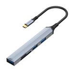 Suckoo USBC 1USB3.0+2USB2.0+SD TF Kart Okuyucu Hub Yerleştirme İstasyonu 1 in 5 Out Bilgisayar Host Mac TYPEC Harici 5 Port USB Klavye Fare USB Disk Dağıtıcı Kablo Adaptörü Dönüştürücü