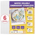 Suda Çözünür Nakış Kağıdı, 6 ADET 8.5"x11" Yazdırılabilir ve Kendinden Yapışkanlı Nakış Transfer Kağıdı El ve Makine Nakışı için Nakış Sabitleyici