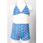 Sude Ayl Kız Çocuk Üçgen Model Boyundan Bağlamalı Şortlu Alt Üst Bikini Takım 176-31 ÇBE176-31