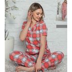 Sude Ercan 2045 Bayan Boydan Düğmeli Pijama Takımı Kırmızı - S
