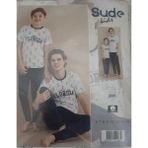 Sude Erkek Çocuk Kısakol Pijama Takımı - Beyaz - Lacivert - 12 Yaş