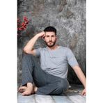 Sude Erkek Süprem Bisiklet Yaka İnce Kısa Kol Pijama Takımı K300/194 - 1 Adet Gri-2XL