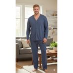 Sude HOMEWEAR Erkek Mavi Renk Uzun Kol Gömlek Büyük Beden Pijama Takımı