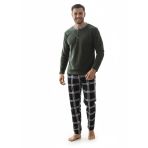 Sude HOMEWEAR ERKEK Yeşil Polar Pijama Takımı, Düğmeli Yaka, Uzun Kol, Lastikli Bel, KışLIK (M)