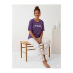 Sude HOMEWEAR Kadın Kısa Kol Mor Renk Büyük Beden Pijama Takımı