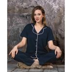 Sude Homewear Kadın Lacivert Renk Kısa Kol Pijama Takımı - 09L-Lacivert