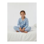 Sude HOMEWEAR Kız Çocuk Mavi Renk Gömlek Pijama Takımı