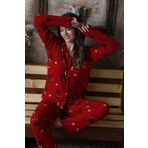 Sude Süet Önden Düğmeli Kadın Pijama Takımı
