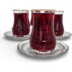 Sudedi Home Altın Yaldızlı Cam Çay Bardağı Seti 6’lı – Elde Kesme Butik Seri - Beyaz - Altın - 150 ml
