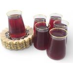 Sudedi Home Leopar Desenli Gerçek Altın Yaldızlı Kristal Cam Çay Takımı 6 Kişilik - Renkli - 150 ml
