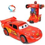 Suden Şimşek Mcqueen Cars Kırılmaz Oyuncak Robota Dönüşen Araba - Renkli