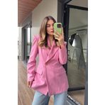 Sue Store Pembe Belden Oturtmalı Premium Blazer Ceket