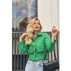 Sue Store Yeşil Vatkalı Düğmeli Tüvit Blazer Ceket