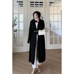 Suede Style 40804- Şık Rahat Kadın Triko Uzun Ceket