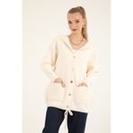 Suede Style 40936 - Şık Rahat Kapüşonlu Kadın Triko Ceket
