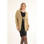 Suede Style 51122 - Şık Rahat Kadın Uzun Bağlamalı Triko Ceket