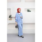 Suede Style 5398 - Rahat Salaş İnce Kadın Kot Kapüşonlu Ceket Pantolon Takımı