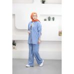 Suede Style 5908 - Rahat Salaş İnce Yumuşak Kot Kadın Ceket Pantolon Takımı